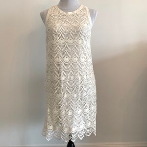 Loft Sleeveless Sheath Dress Size 4  New, Ivory 100% Cotton Lace, Poly Lined